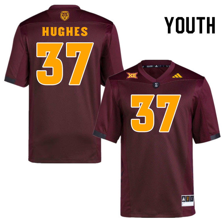 Youth #37 Martell Hughes Arizona State Sun Devils College Football Jerseys Stitched-Maroon